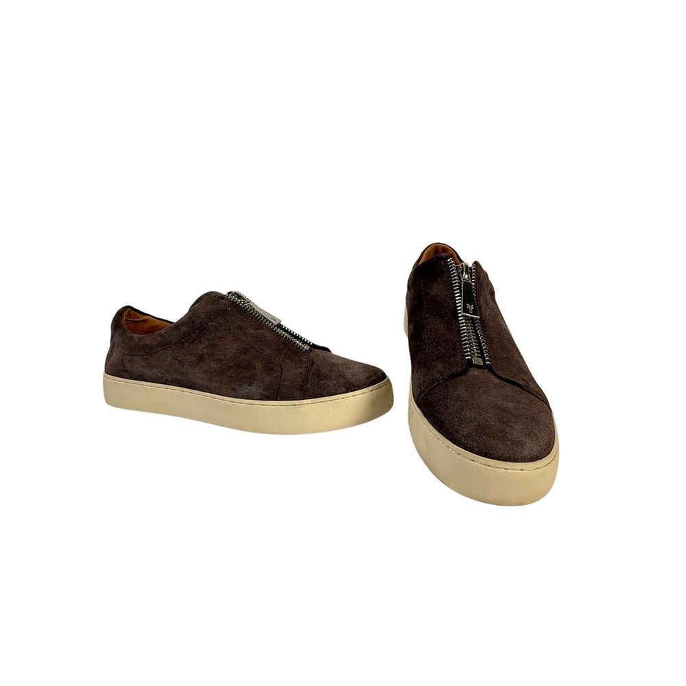 FRYE Lena Suede Zip Front Low Sneakers Grey‎ Womens 10M Casual Zipper3471322